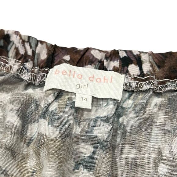 Bella Dahl Girl Brown Feather Print Flutter Skirt 14 - Picture 2 of 3